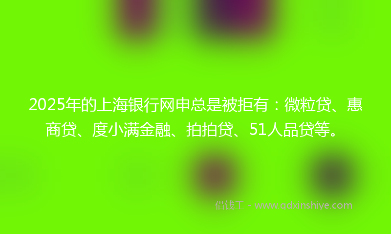 2025年的上海银行网申总是被拒有：微粒贷、惠商贷、度小满金融、拍拍贷、51人品贷等。