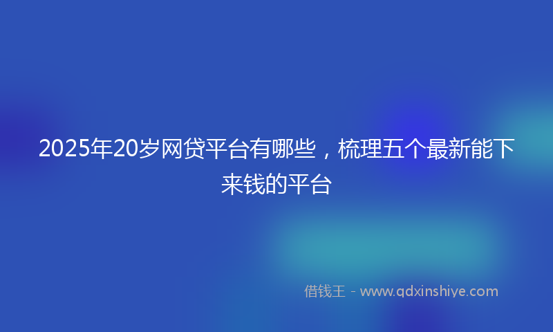 2025年20岁网贷平台有哪些，梳理五个最新能下来钱的平台