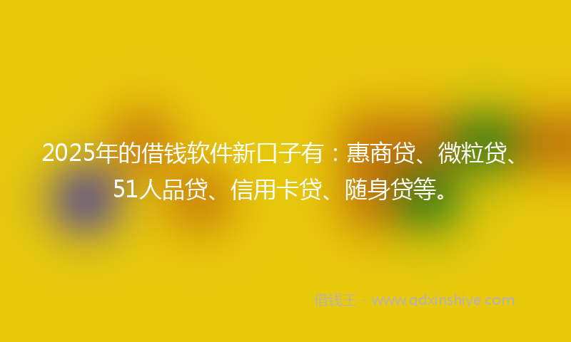 2025年的借钱软件新口子有：惠商贷、微粒贷、51人品贷、信用卡贷、随身贷等。