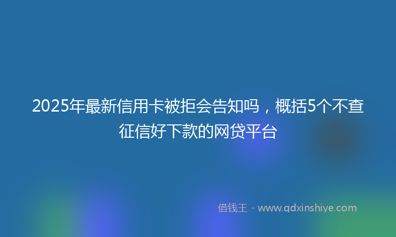 2025年最新信用卡被拒会告知吗，概括5个不查征信好下款的网贷平台