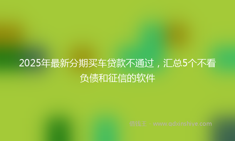 2025年最新分期买车贷款不通过，汇总5个不看负债和征信的软件