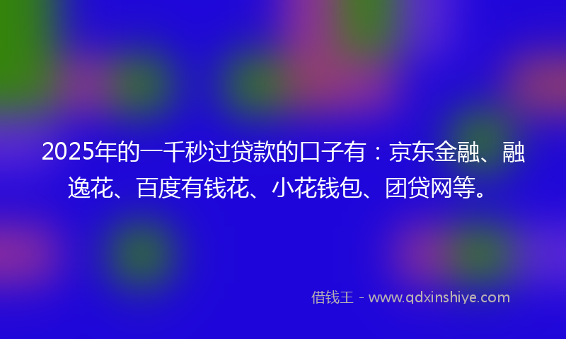 2025年的一千秒过贷款的口子有：京东金融、融逸花、百度有钱花、小花钱包、团贷网等。