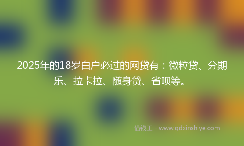 2025年的18岁白户必过的网贷有：微粒贷、分期乐、拉卡拉、随身贷、省呗等。
