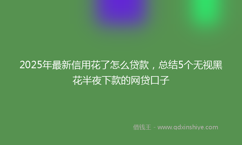 2025年最新信用花了怎么贷款，总结5个无视黑花半夜下款的网贷口子