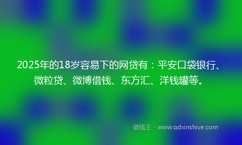 2025年的18岁容易下的网贷有：平安口袋银行、微粒贷、微博借钱、东方汇、洋钱罐等。