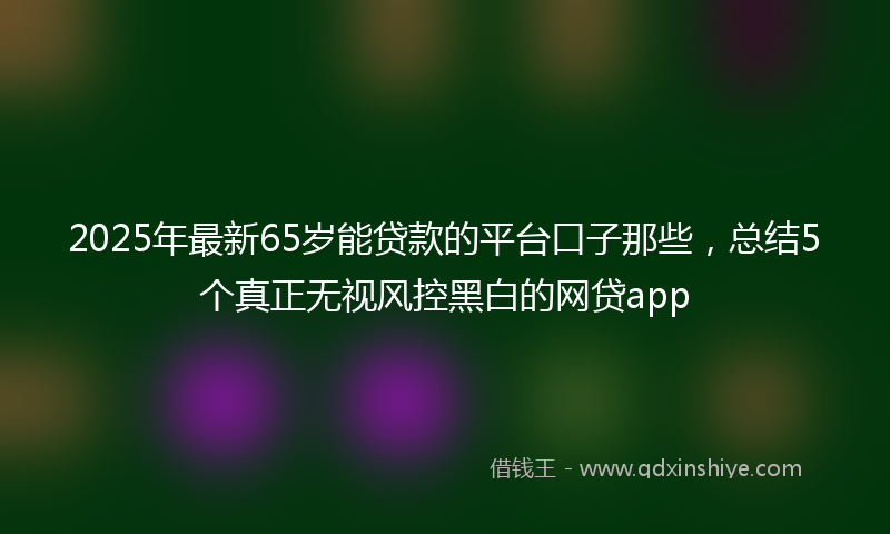 2025年最新65岁能贷款的平台口子那些，总结5个真正无视风控黑白的网贷app
