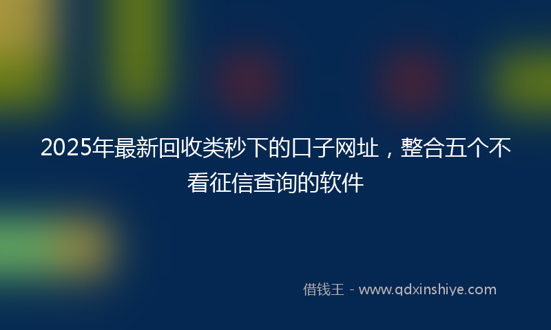2025年最新回收类秒下的口子网址，整合五个不看征信查询的软件