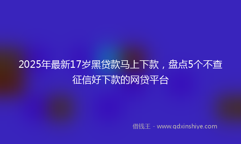 2025年最新17岁黑贷款马上下款，盘点5个不查征信好下款的网贷平台