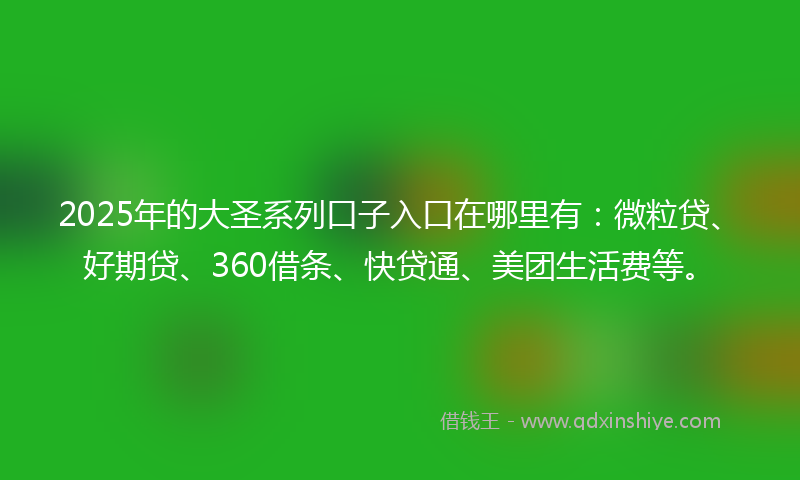 2025年的大圣系列口子入口在哪里有：微粒贷、好期贷、360借条、快贷通、美团生活费等。