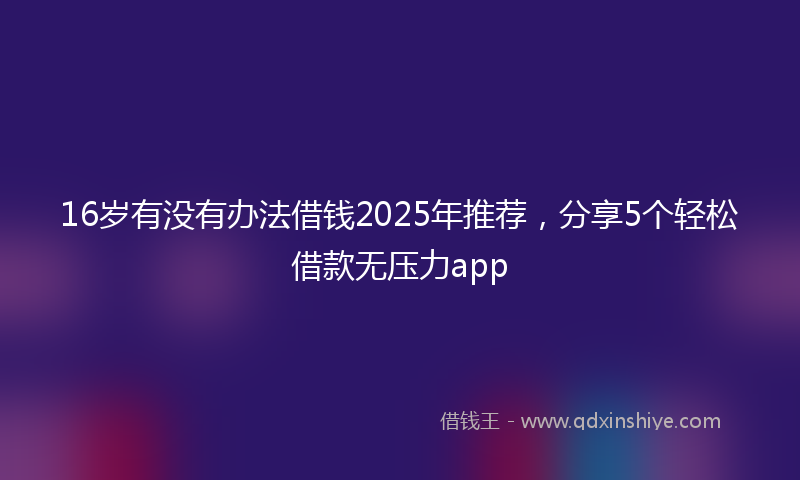 16岁有没有办法借钱2025年推荐，分享5个轻松借款无压力app