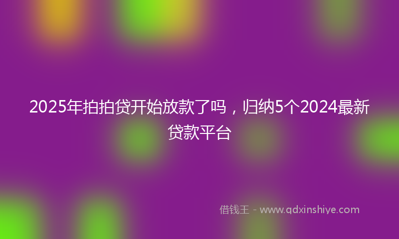 2025年拍拍贷开始放款了吗，归纳5个2024最新贷款平台