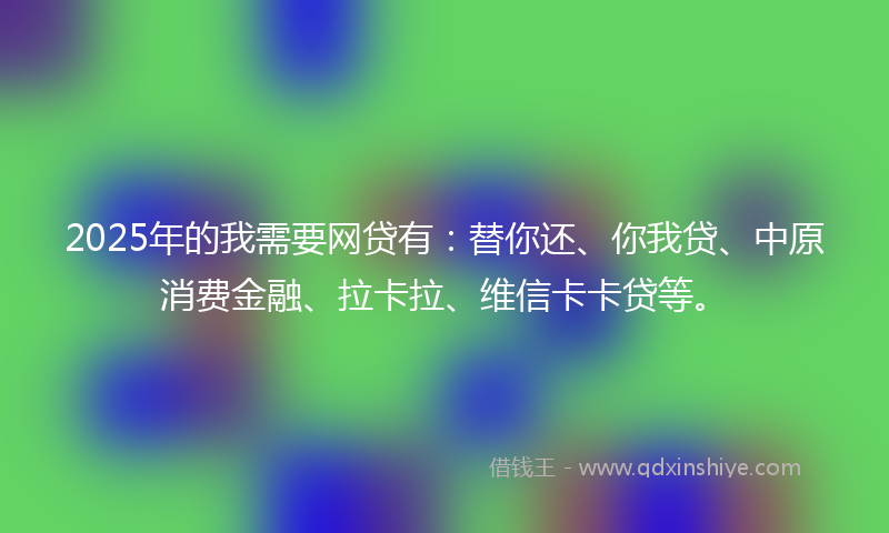 2025年的我需要网贷有：替你还、你我贷、中原消费金融、拉卡拉、维信卡卡贷等。