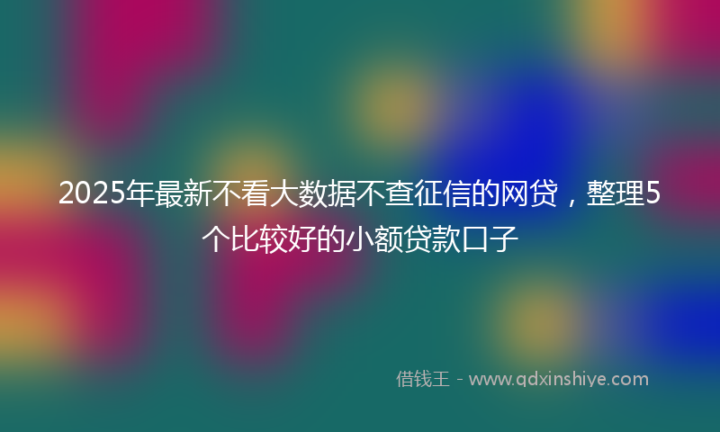 2025年最新不看大数据不查征信的网贷，整理5个比较好的小额贷款口子