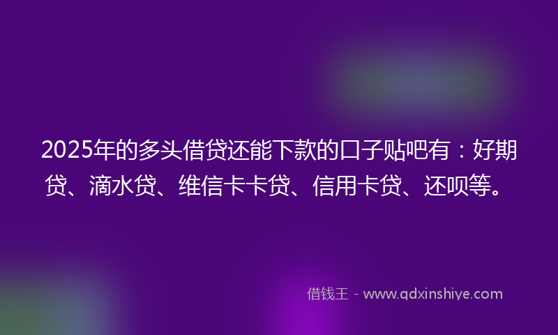 2025年的多头借贷还能下款的口子贴吧有：好期贷、滴水贷、维信卡卡贷、信用卡贷、还呗等。