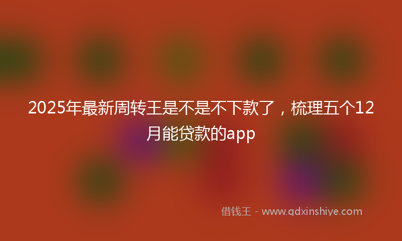 2025年最新周转王是不是不下款了，梳理五个12月能贷款的app