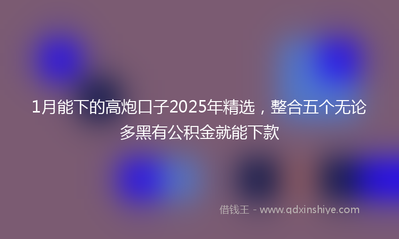 1月能下的高炮口子2025年精选，整合五个无论多黑有公积金就能下款