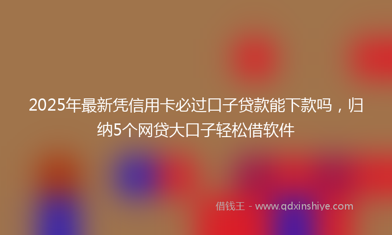 2025年最新凭信用卡必过口子贷款能下款吗，归纳5个网贷大口子轻松借软件