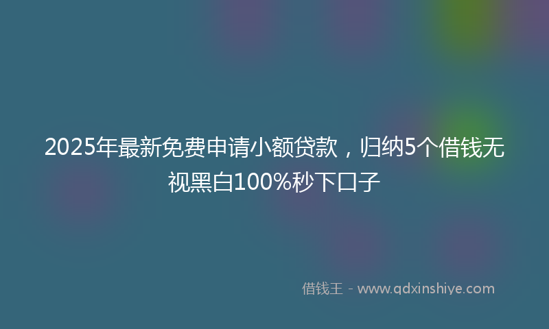 2025年最新免费申请小额贷款，归纳5个借钱无视黑白100%秒下口子