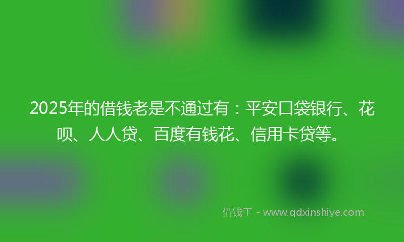 2025年的借钱老是不通过有：平安口袋银行、花呗、人人贷、百度有钱花、信用卡贷等。