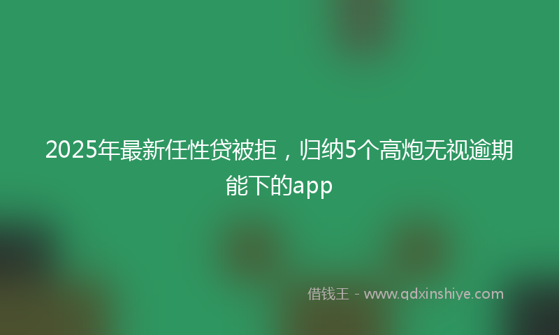2025年最新任性贷被拒，归纳5个高炮无视逾期能下的app