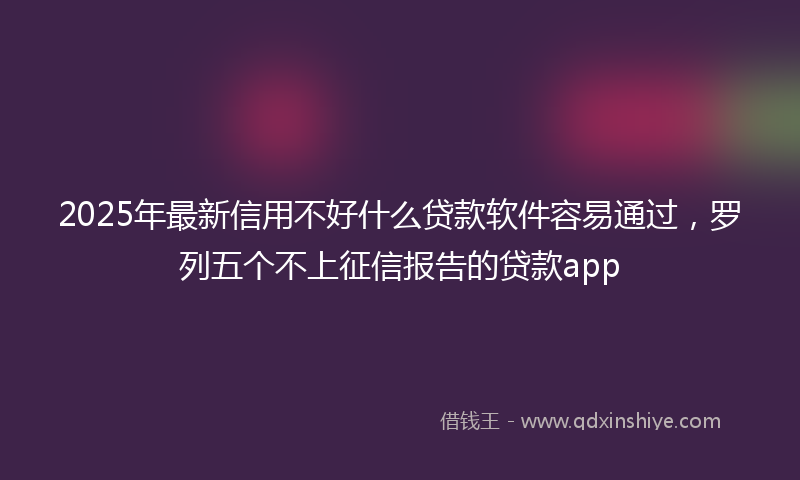 2025年最新信用不好什么贷款软件容易通过，罗列五个不上征信报告的贷款app