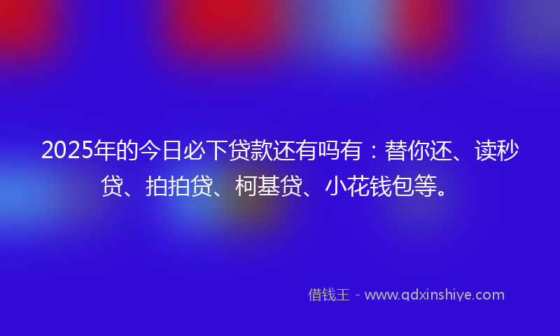 2025年的今日必下贷款还有吗有：替你还、读秒贷、拍拍贷、柯基贷、小花钱包等。