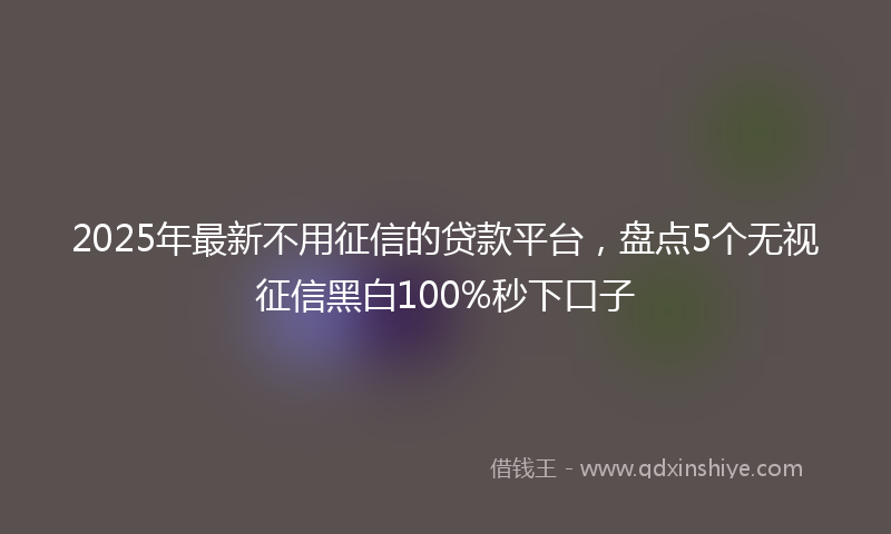 2025年最新不用征信的贷款平台，盘点5个无视征信黑白100%秒下口子