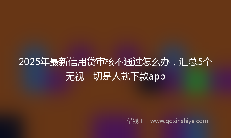 2025年最新信用贷审核不通过怎么办，汇总5个无视一切是人就下款app