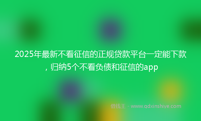 2025年最新不看征信的正规贷款平台一定能下款，归纳5个不看负债和征信的app