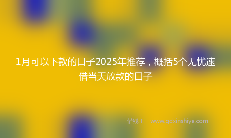 1月可以下款的口子2025年推荐，概括5个无忧速借当天放款的口子