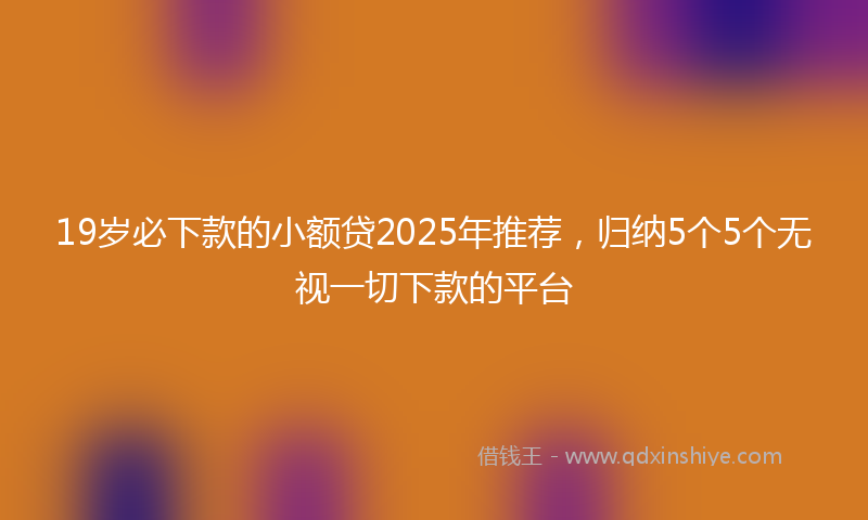 19岁必下款的小额贷2025年推荐，归纳5个5个无视一切下款的平台