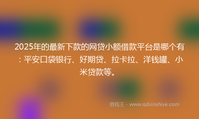 2025年的最新下款的网贷小额借款平台是哪个有：平安口袋银行、好期贷、拉卡拉、洋钱罐、小米贷款等。