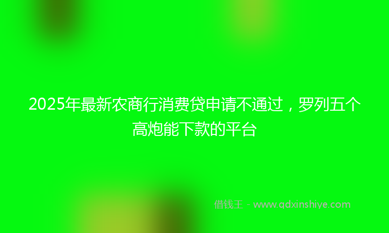 2025年最新农商行消费贷申请不通过，罗列五个高炮能下款的平台