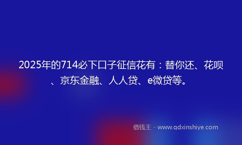 2025年的714必下口子征信花有：替你还、花呗、京东金融、人人贷、e微贷等。