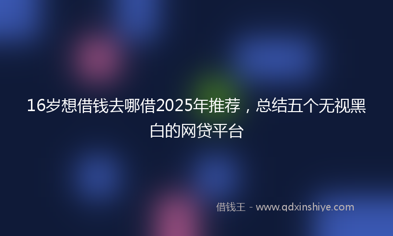 16岁想借钱去哪借2025年推荐，总结五个无视黑白的网贷平台