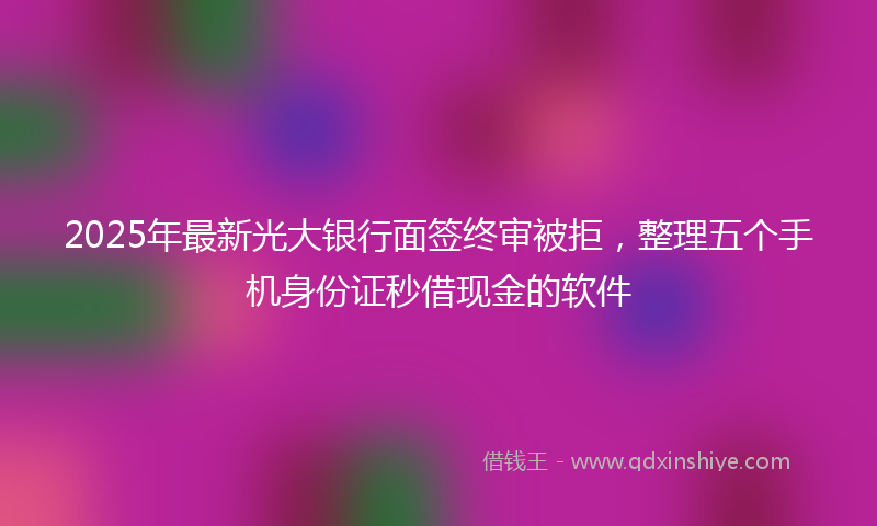 2025年最新光大银行面签终审被拒，整理五个手机身份证秒借现金的软件