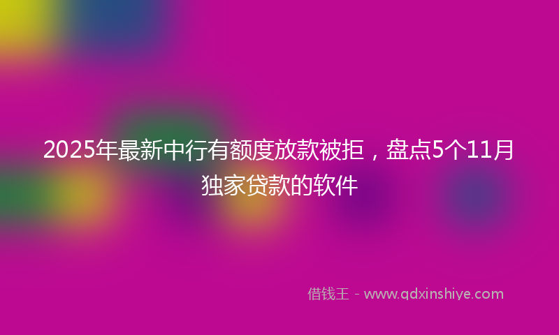 2025年最新中行有额度放款被拒，盘点5个11月独家贷款的软件