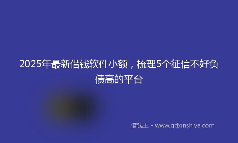2025年最新借钱软件小额，梳理5个征信不好负债高的平台