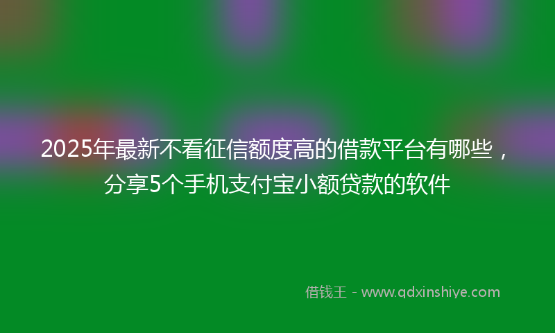 2025年最新不看征信额度高的借款平台有哪些，分享5个手机支付宝小额贷款的软件