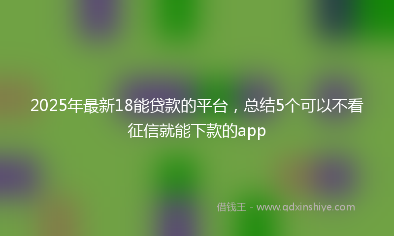 2025年最新18能贷款的平台，总结5个可以不看征信就能下款的app