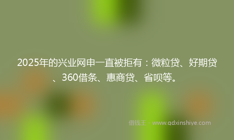 2025年的兴业网申一直被拒有：微粒贷、好期贷、360借条、惠商贷、省呗等。