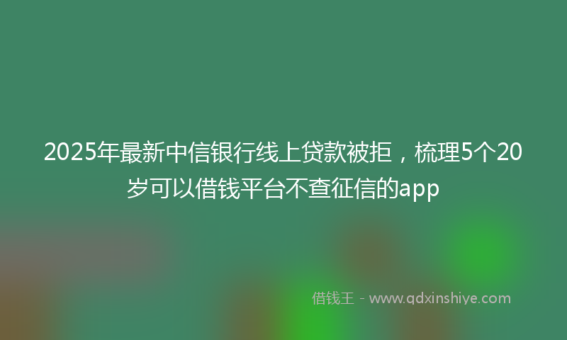 2025年最新中信银行线上贷款被拒，梳理5个20岁可以借钱平台不查征信的app