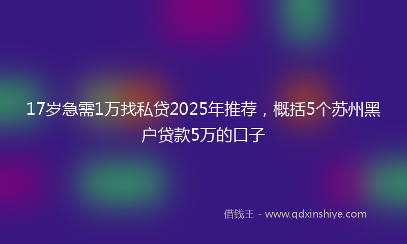 17岁急需1万找私贷2025年推荐，概括5个苏州黑户贷款5万的口子