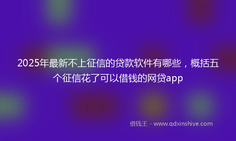 2025年最新不上征信的贷款软件有哪些，概括五个征信花了可以借钱的网贷app
