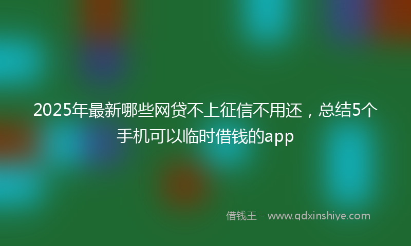 2025年最新哪些网贷不上征信不用还，总结5个手机可以临时借钱的app