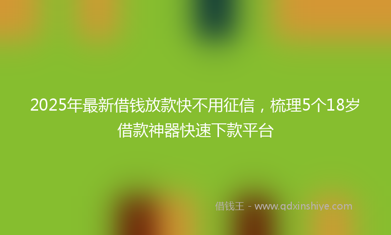 2025年最新借钱放款快不用征信，梳理5个18岁借款神器快速下款平台