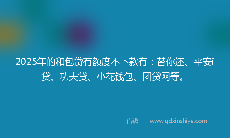 2025年的和包贷有额度不下款有：替你还、平安i贷、功夫贷、小花钱包、团贷网等。