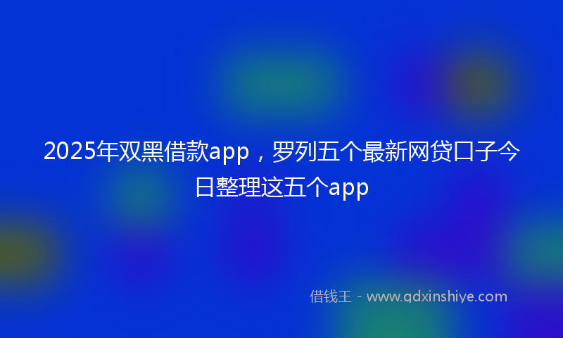 2025年双黑借款app，罗列五个最新网贷口子今日整理这五个app