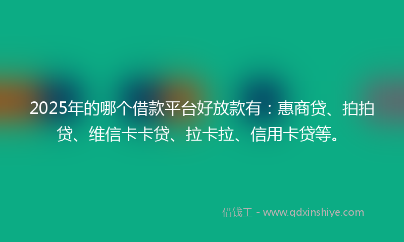 2025年的哪个借款平台好放款有：惠商贷、拍拍贷、维信卡卡贷、拉卡拉、信用卡贷等。