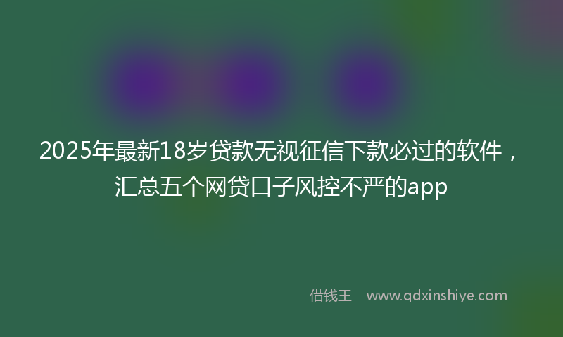 2025年最新18岁贷款无视征信下款必过的软件，汇总五个网贷口子风控不严的app